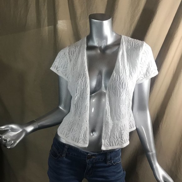 a.n.a. A New Approach Women's Small Vintage USA Knit Cardigan Crop Open Front To - Picture 2 of 15